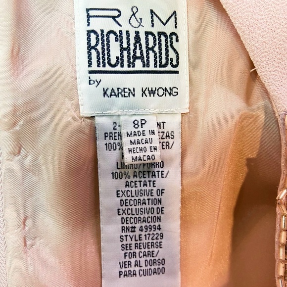 R&M Richards Karen Kwong rose chiffon beaded grandmother of the bride dress 8P - Picture 9 of 16